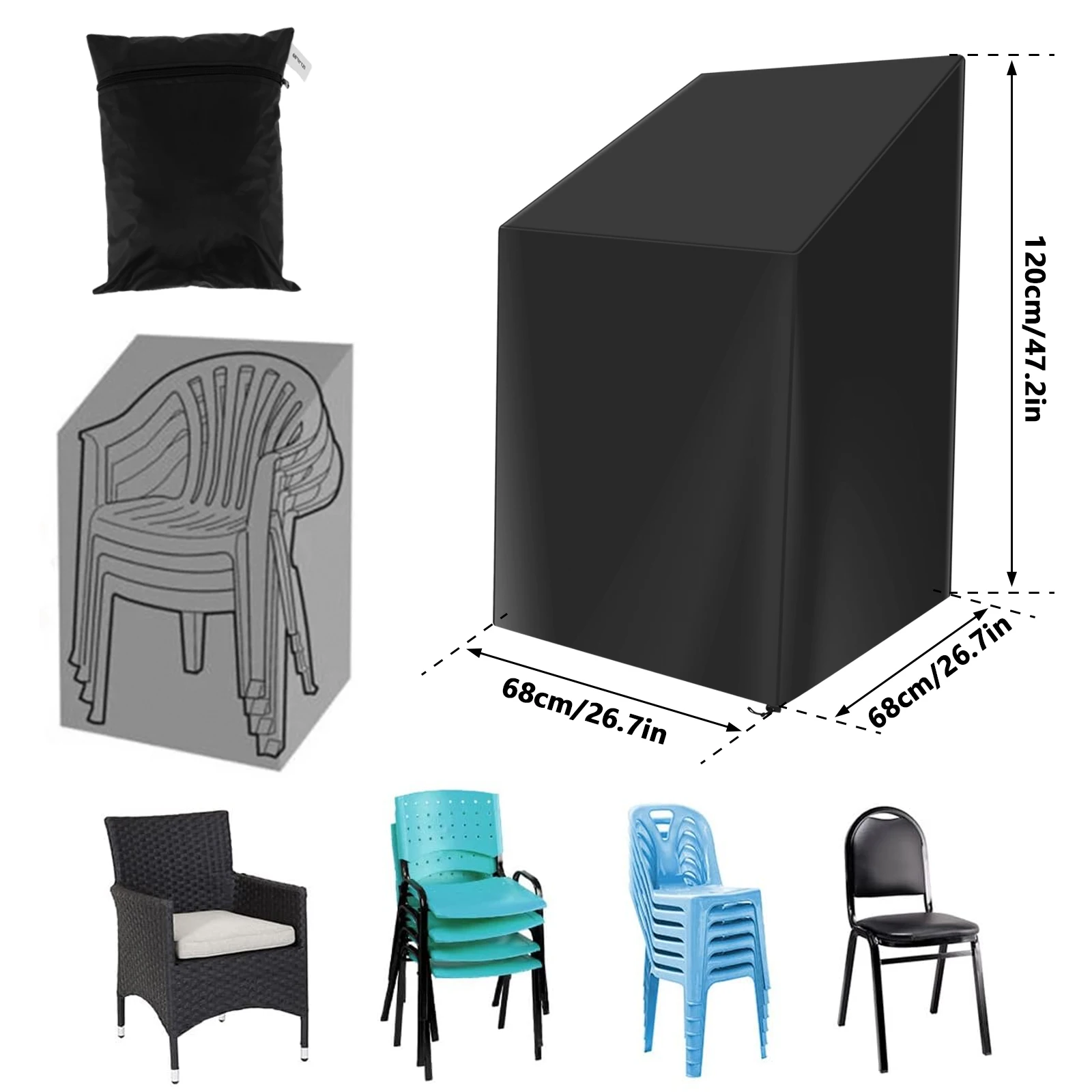 Stacked Chair Dust Cover with  - Outdoor Furniture Fabric Waterproof recension och pris