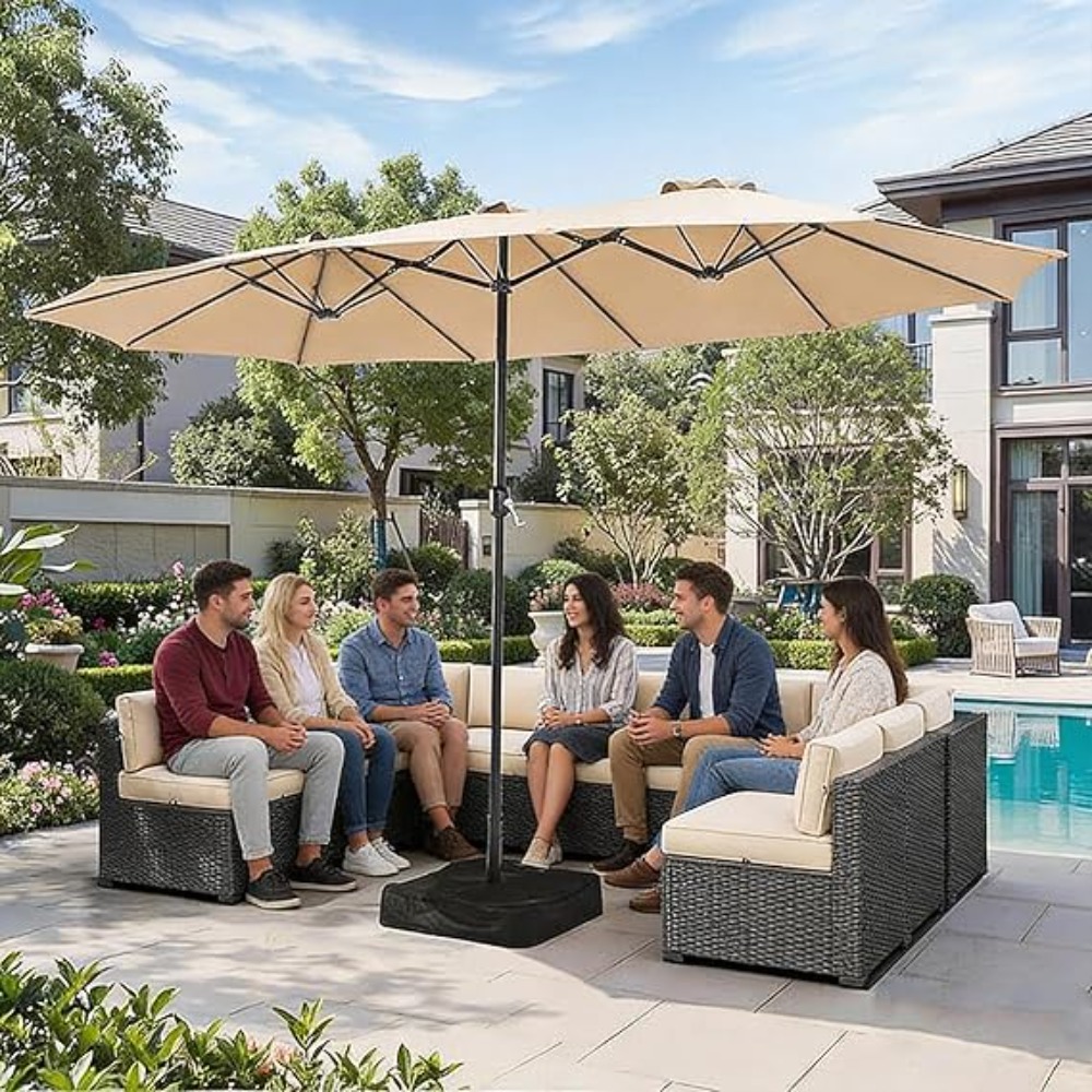 15ft Patio Umbrella with Base  - Outdoor Furniture Umbrella recension och pris